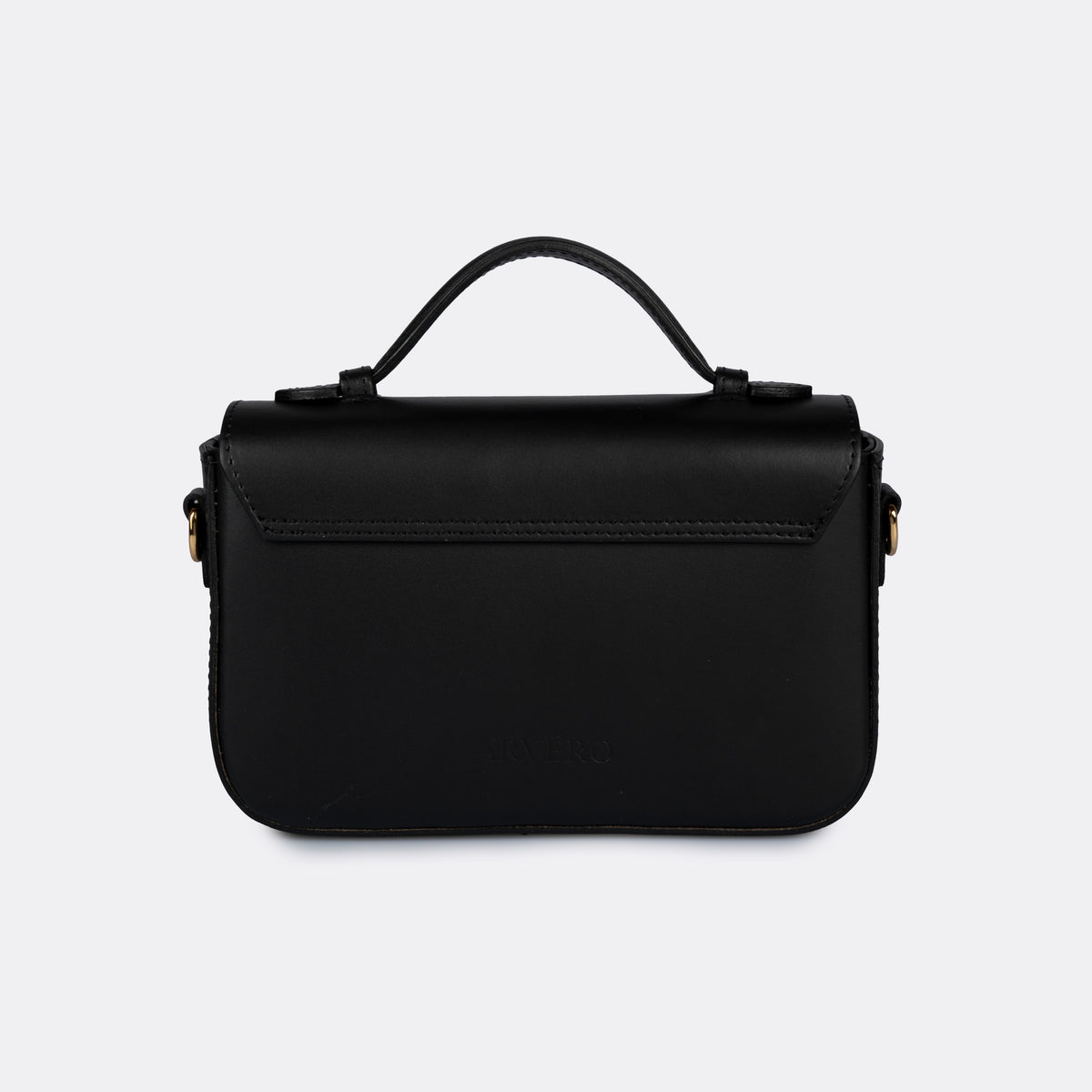 Capri black leather bag with gold-tone hardware, made in Italy