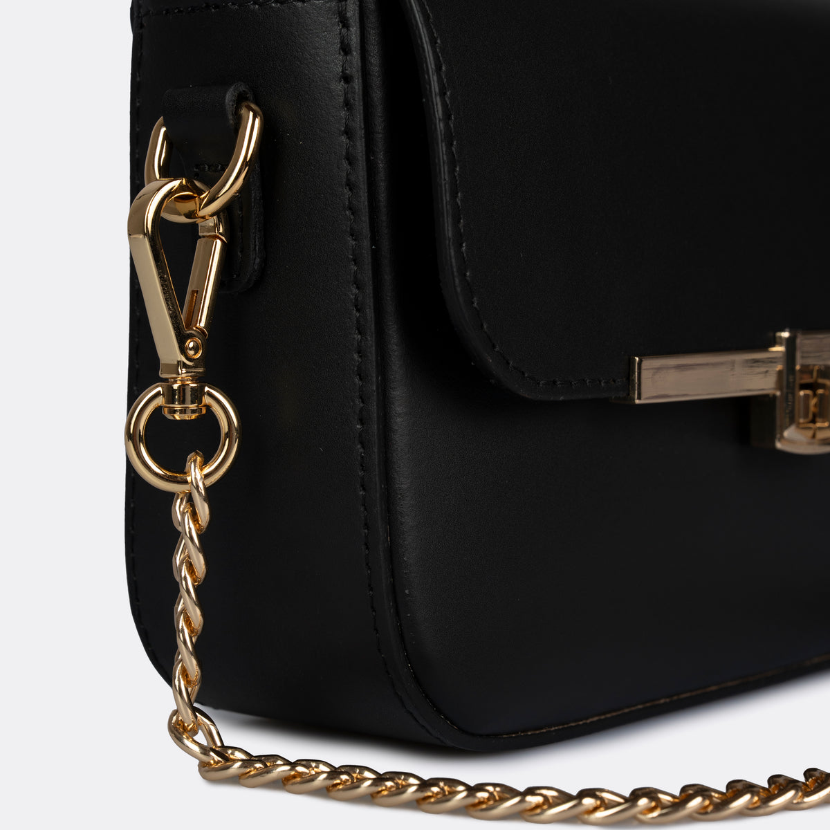 ARVÉRO Capri in black Italian leather with gold-tone hardware