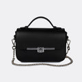 Capri black Italian leather top-handle bag with silver-tone hardware by ARVÉRO