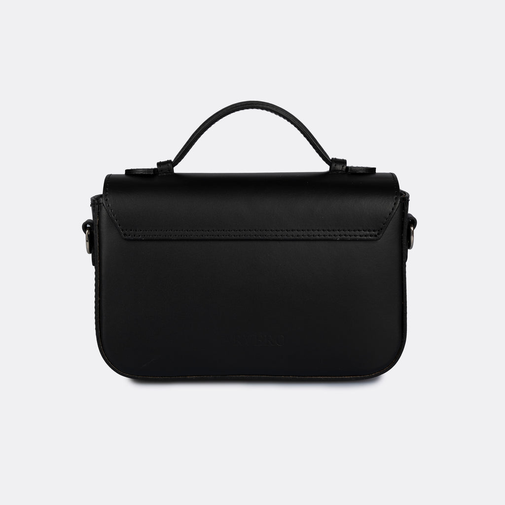 Capri black leather bag with silver-tone hardware, made in Italy