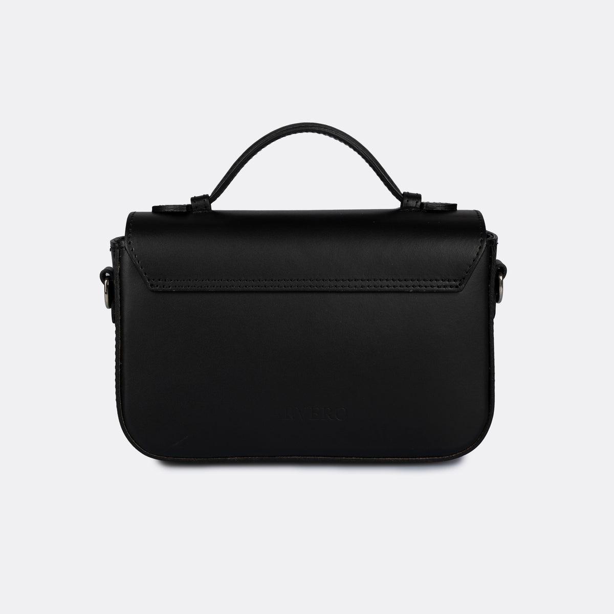 Capri black leather bag with silver-tone hardware, made in Italy
