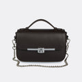Capri brown Italian leather top-handle bag with silver-tone hardware by ARVÉRO