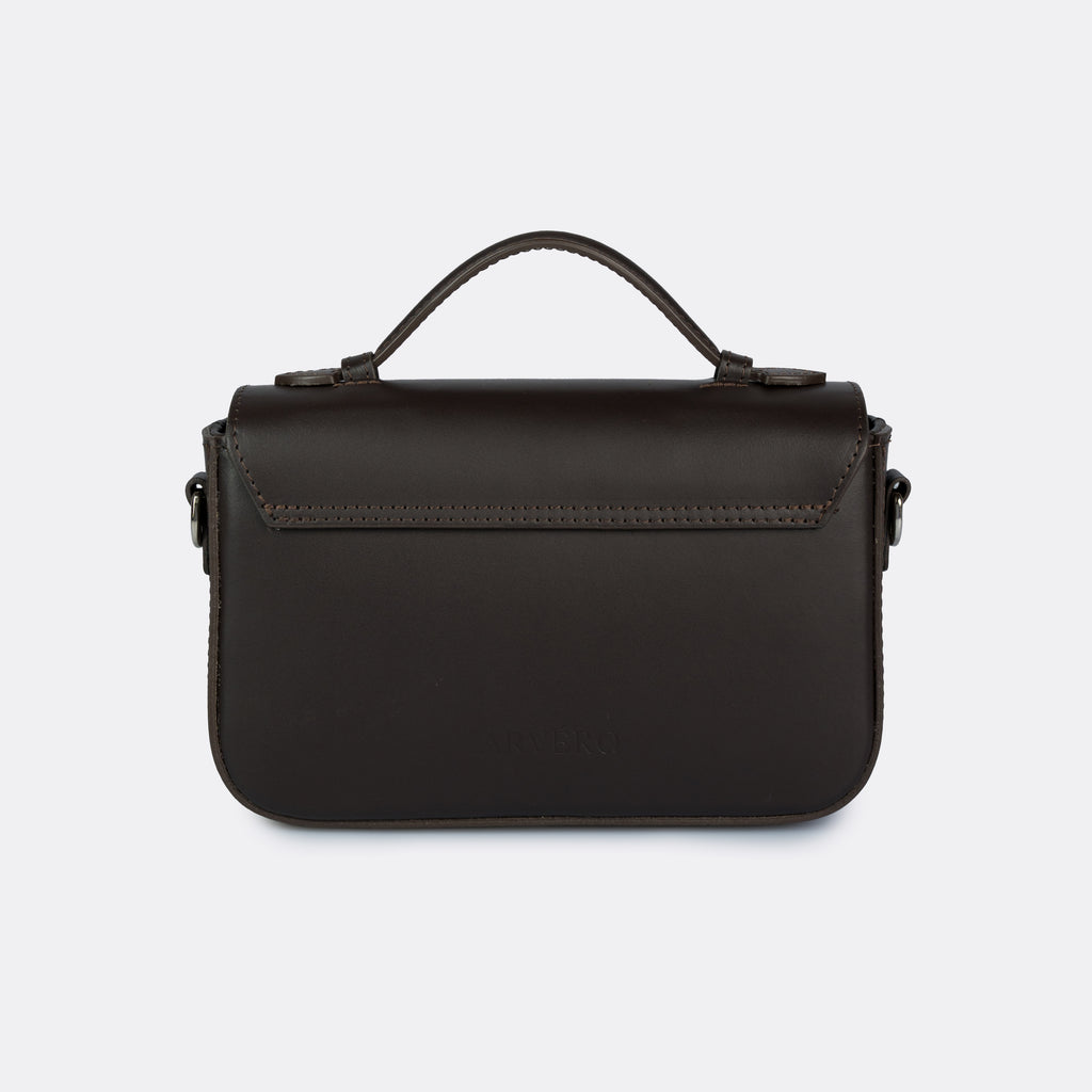 Capri brown leather bag with silver-tone hardware, made in Italy