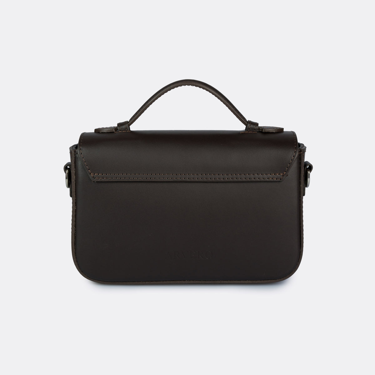 Capri brown leather bag with silver-tone hardware, made in Italy