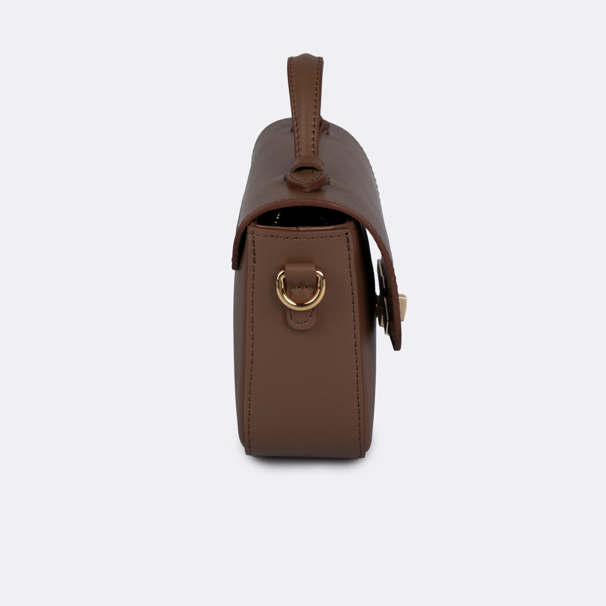 Cognac Italian leather top-handle bag with gold-tone hardware, the ARVÉRO Capri