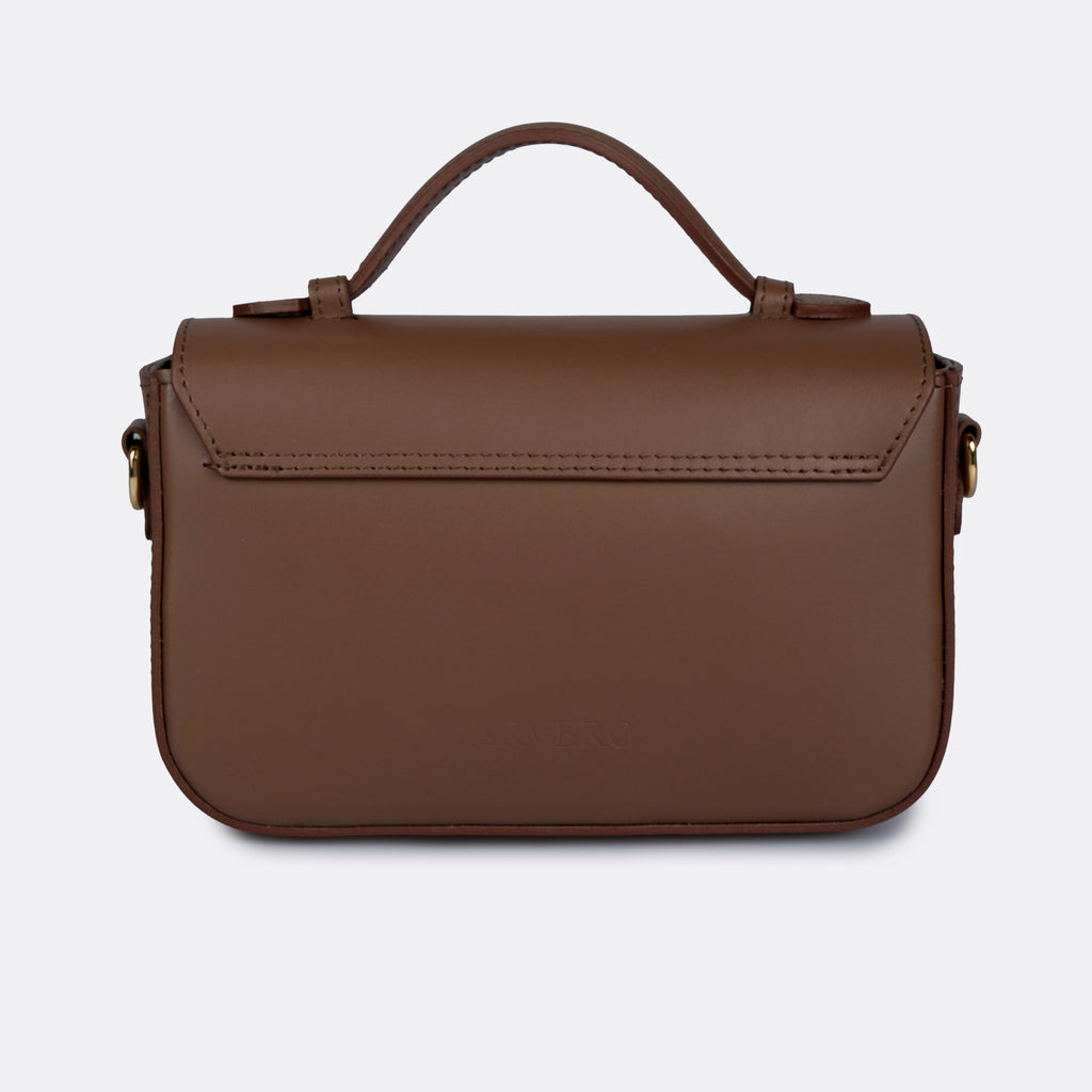 Capri cognac leather bag with gold-tone hardware, made in Italy