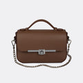 Capri cognac Italian leather top-handle bag with silver-tone hardware by ARVÉRO