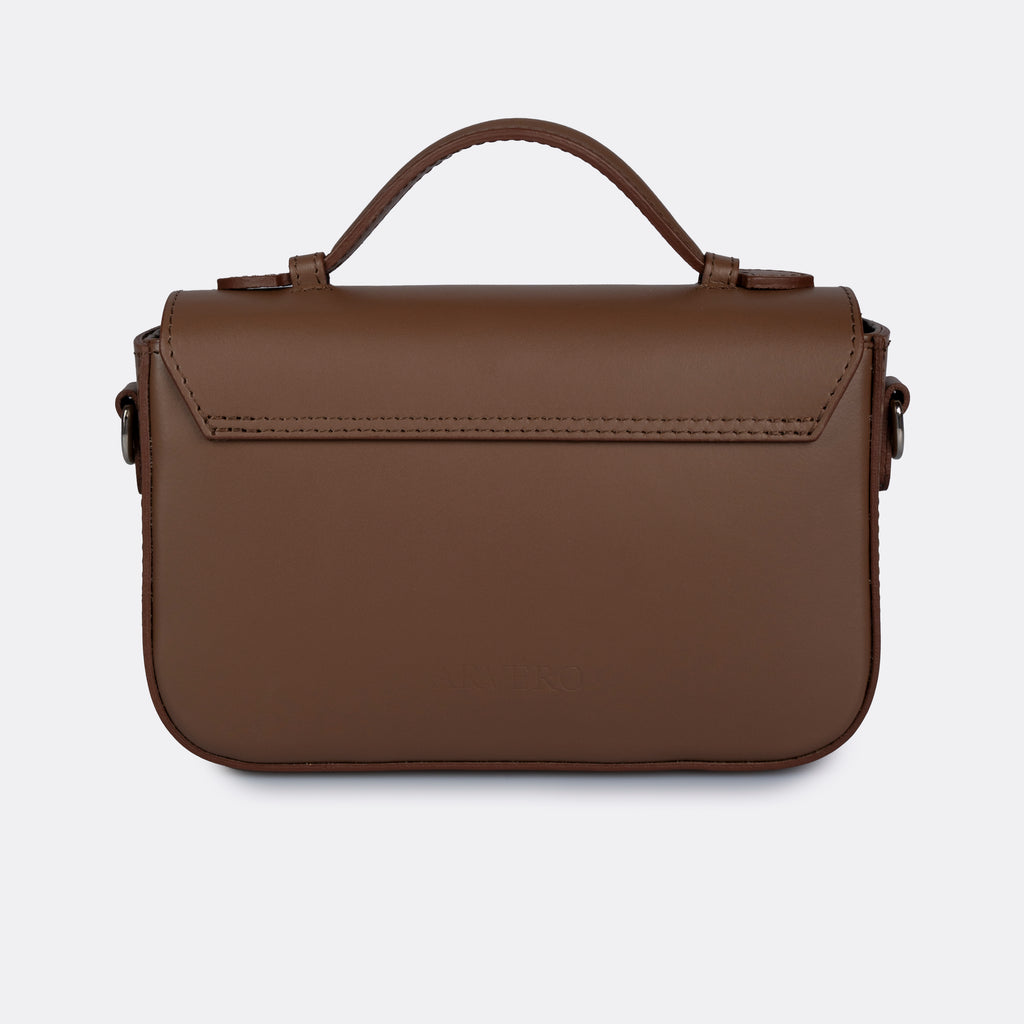 Capri cognac leather bag with silver-tone hardware, made in Italy