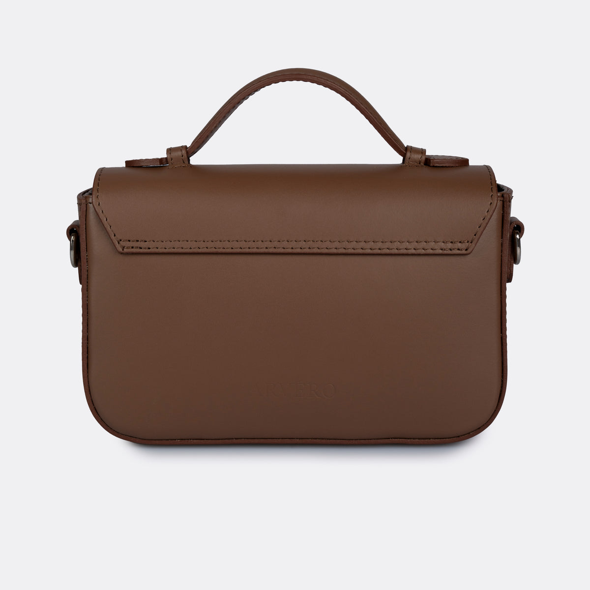 Capri cognac leather bag with silver-tone hardware, made in Italy