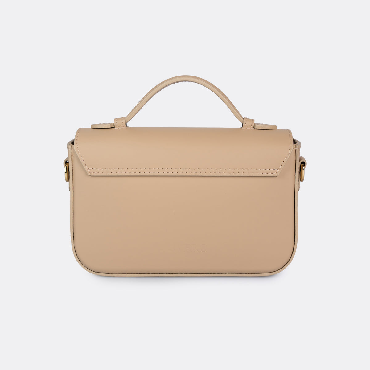 Capri taupe leather bag with gold-tone hardware, made in Italy