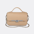 Capri taupe Italian leather top-handle bag with silver-tone hardware by ARVÉRO