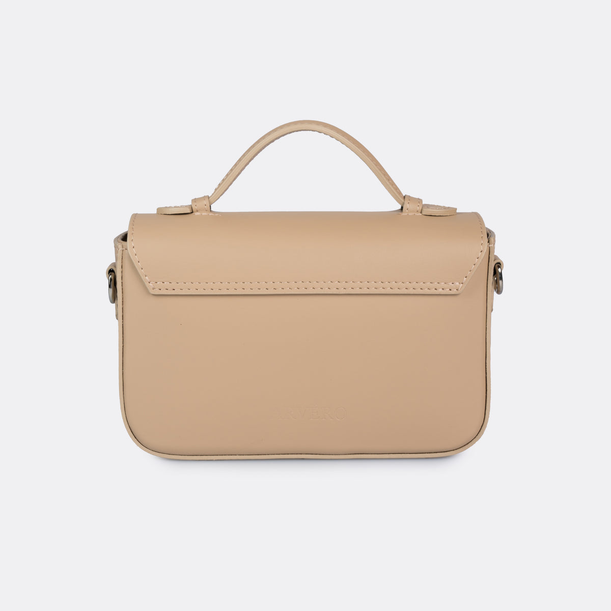 Capri taupe leather bag with silver-tone hardware, made in Italy