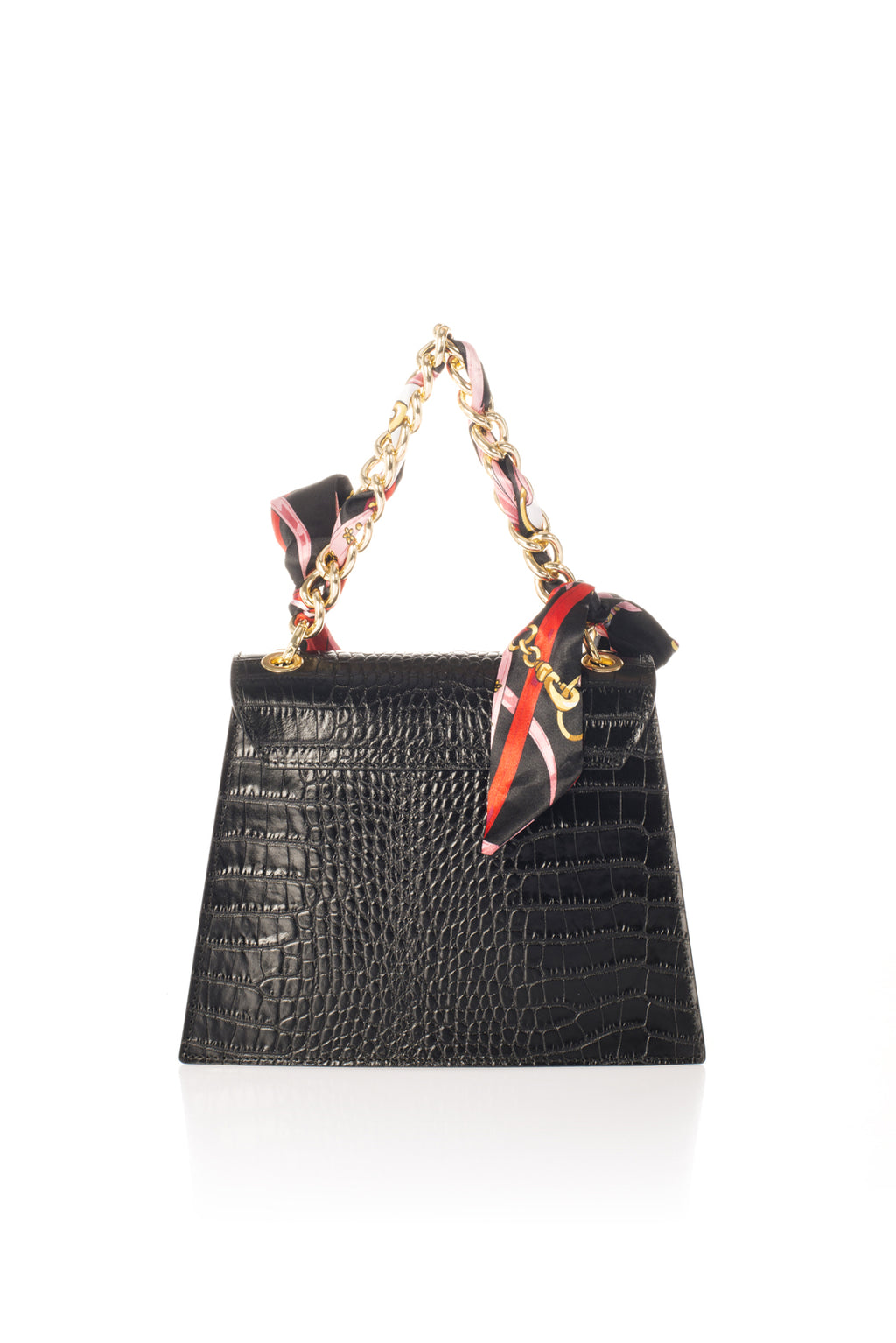 Aveline Black Croc-Embossed Italian Leather Mini Bag