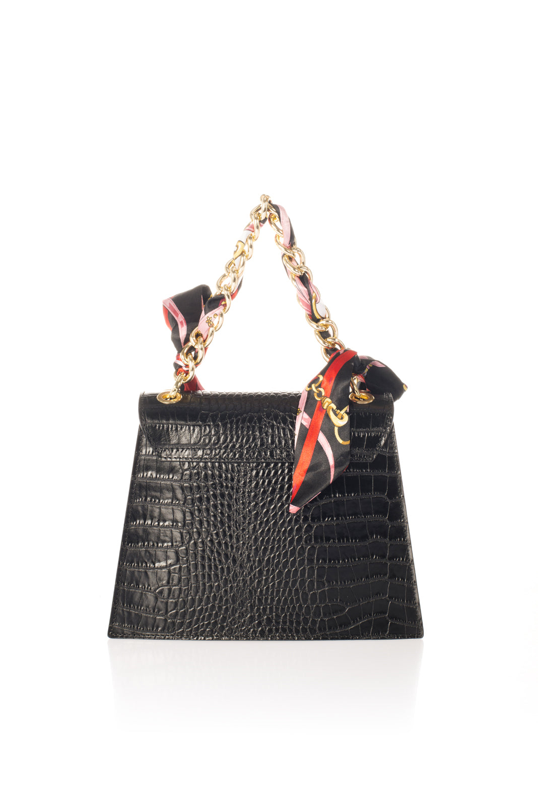Aveline Black Croc-Embossed Italian Leather Mini Bag