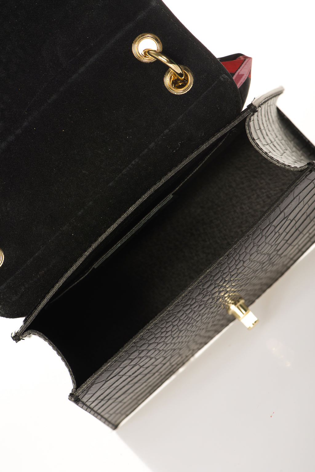 Aveline Black Croc-Embossed Italian Leather Mini Bag