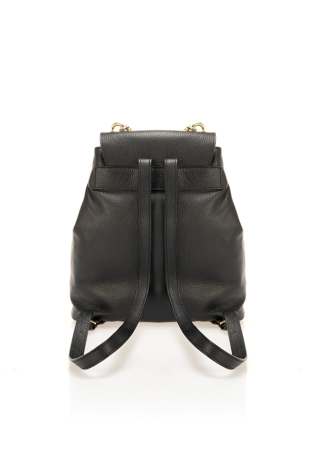 Elara Black Italian Leather Backpack