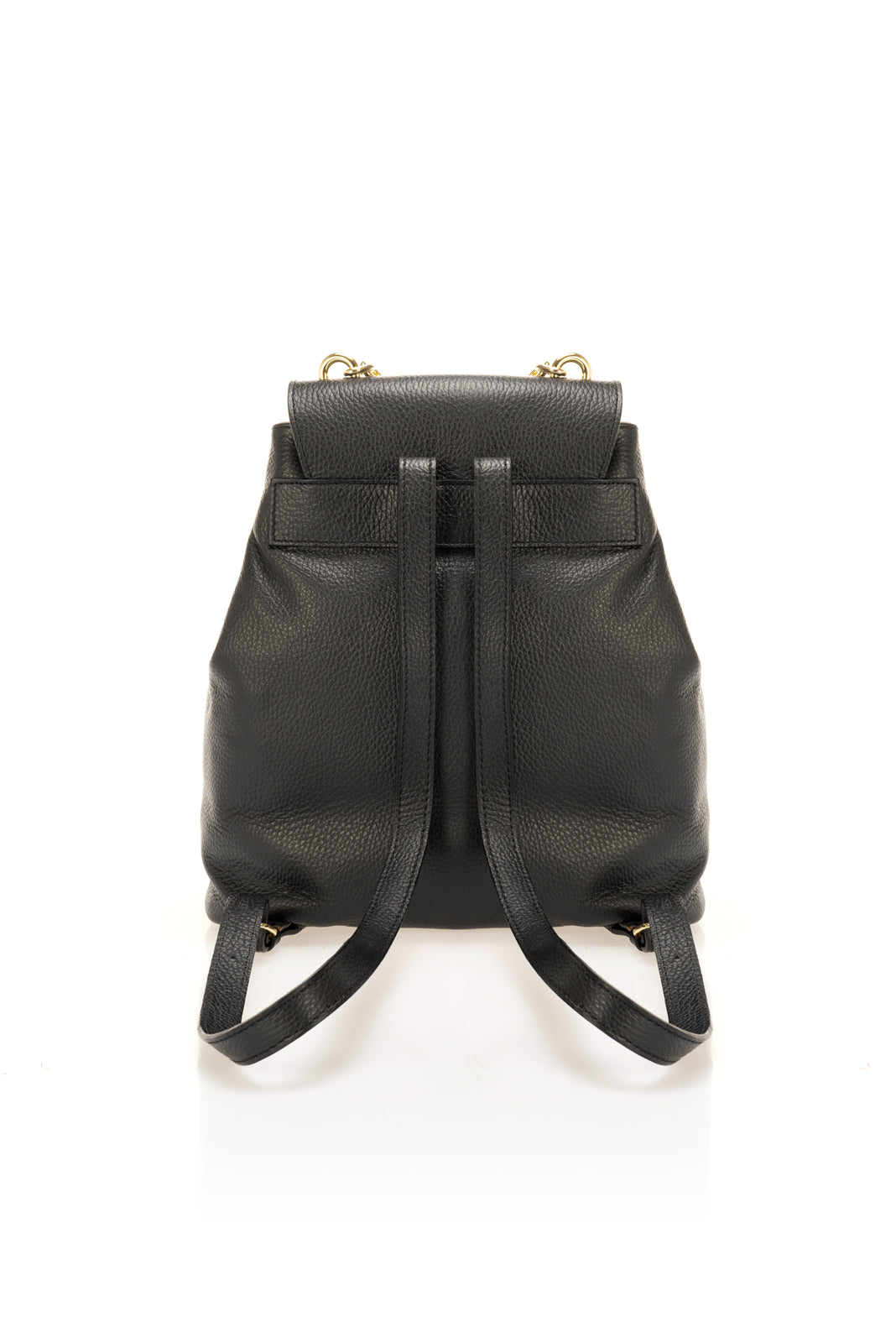 Elara Black Italian Leather Backpack