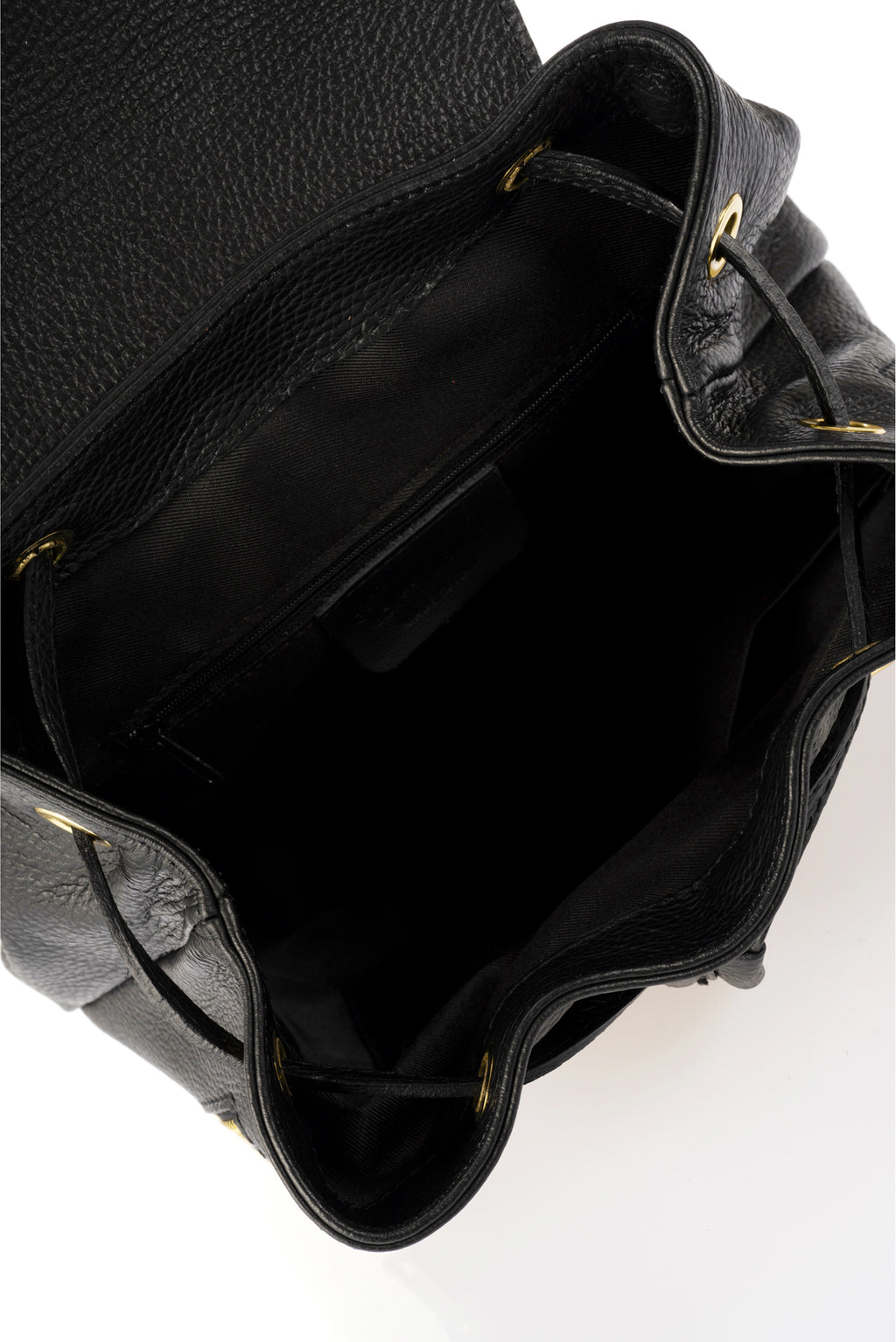 Elara Black Italian Leather Backpack