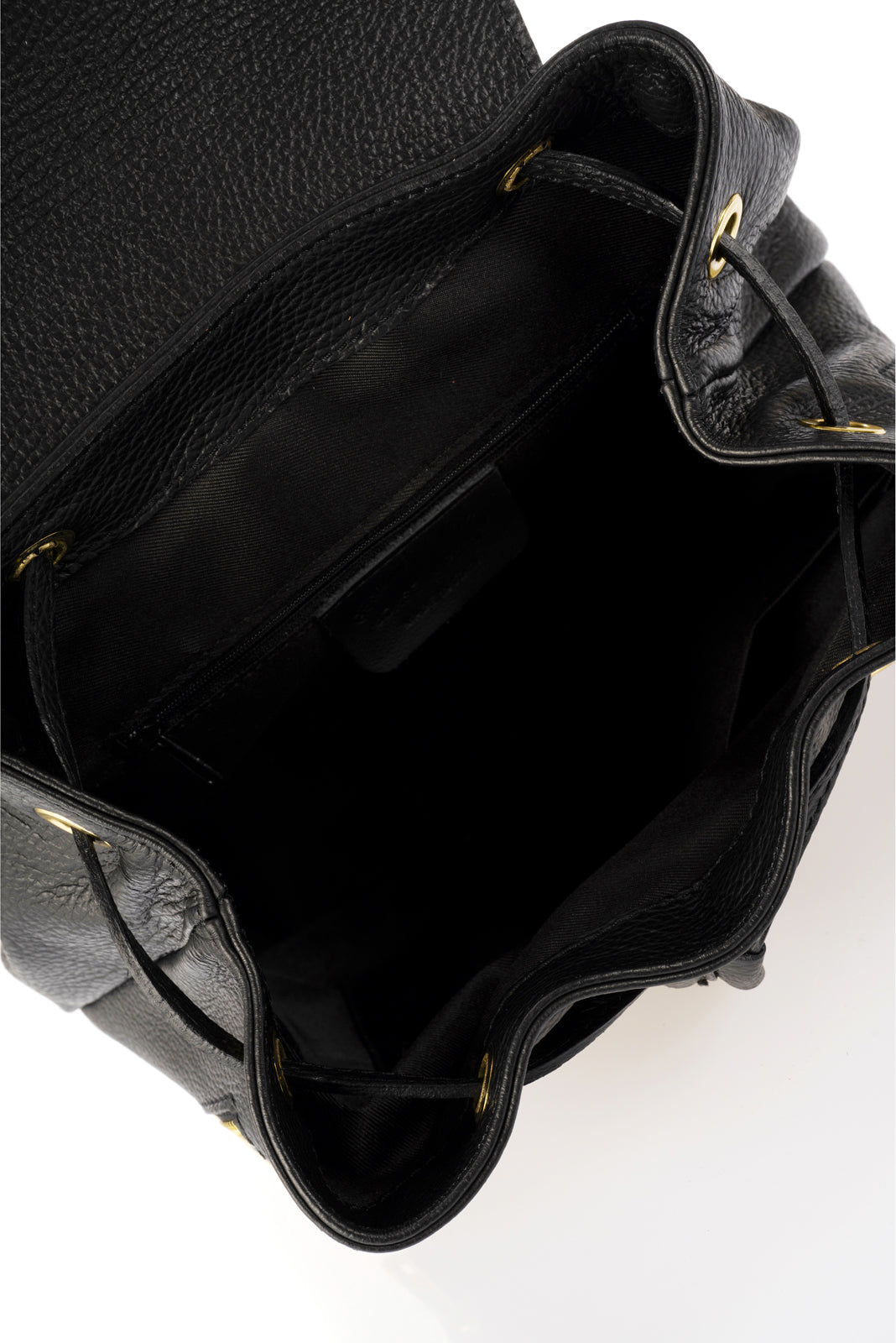 Elara Black Italian Leather Backpack