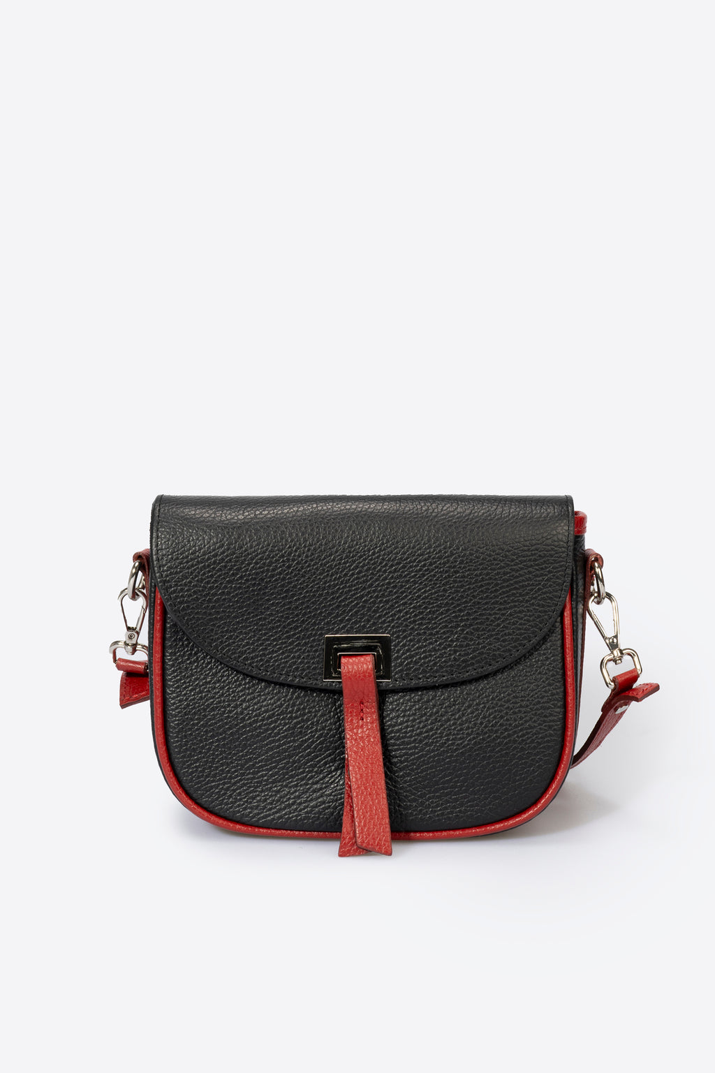 Noira Black and Red Italian Leather Crossbody Bag