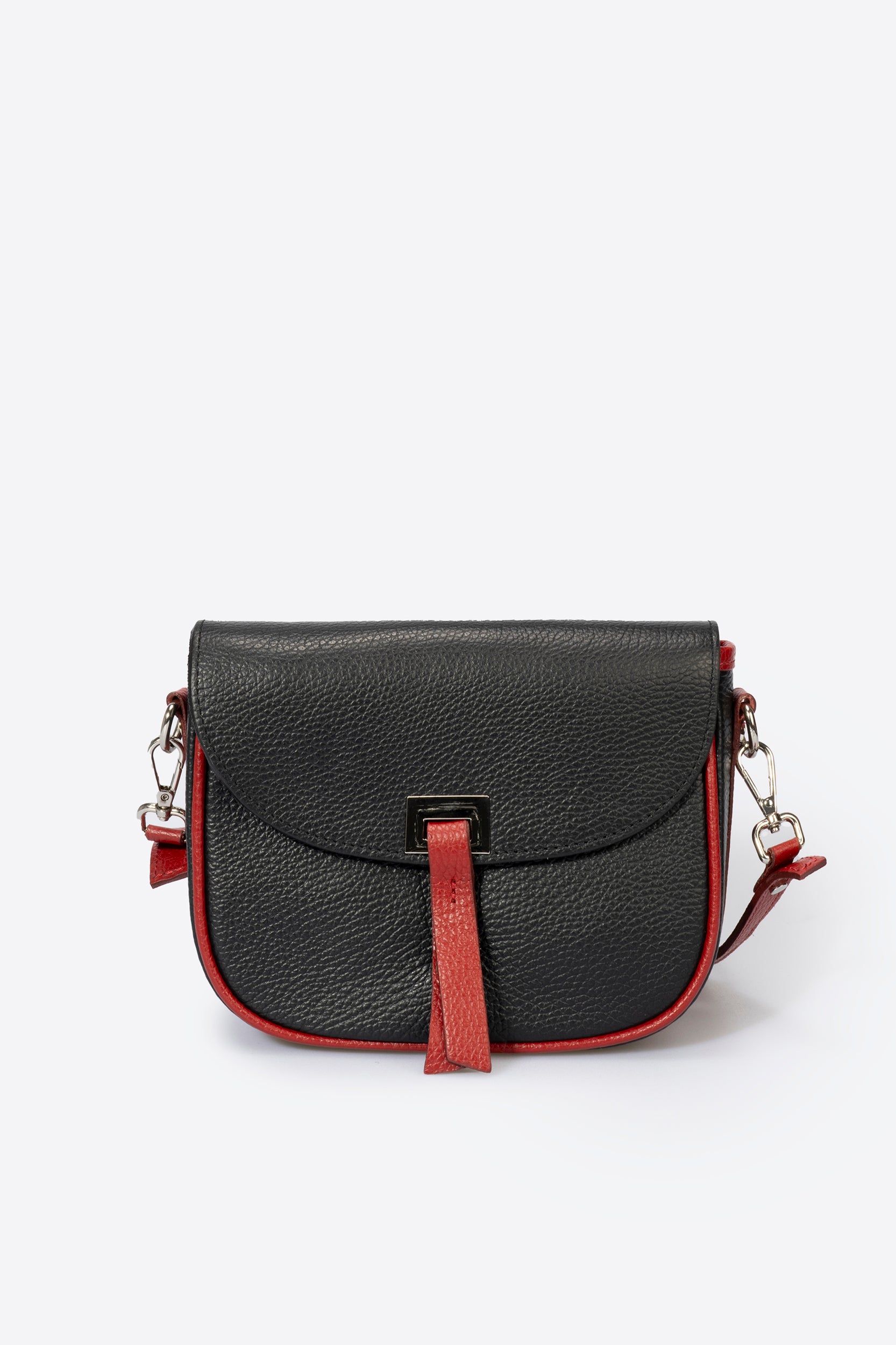 Noira Black and Red Italian Leather Crossbody Bag
