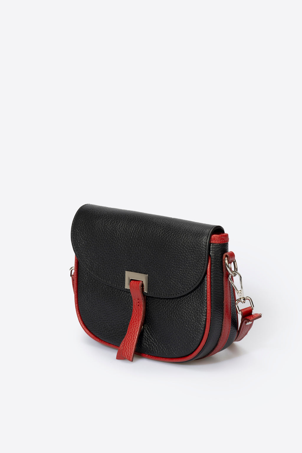 Noira Black and Red Italian Leather Crossbody Bag