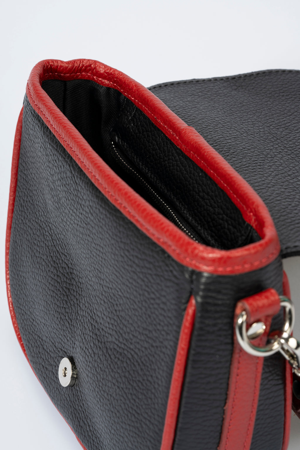Noira Black and Red Italian Leather Crossbody Bag