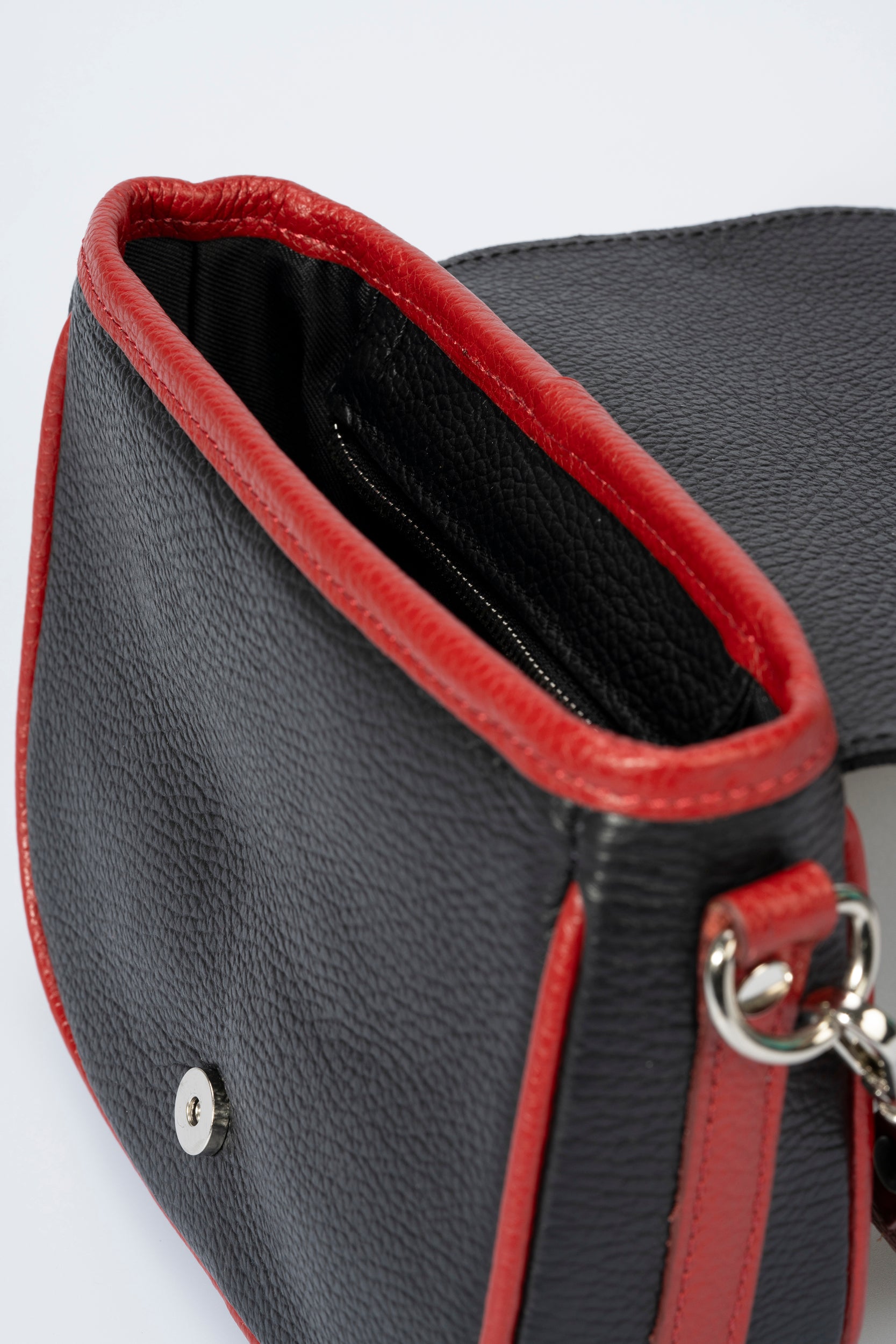 Noira Black and Red Italian Leather Crossbody Bag