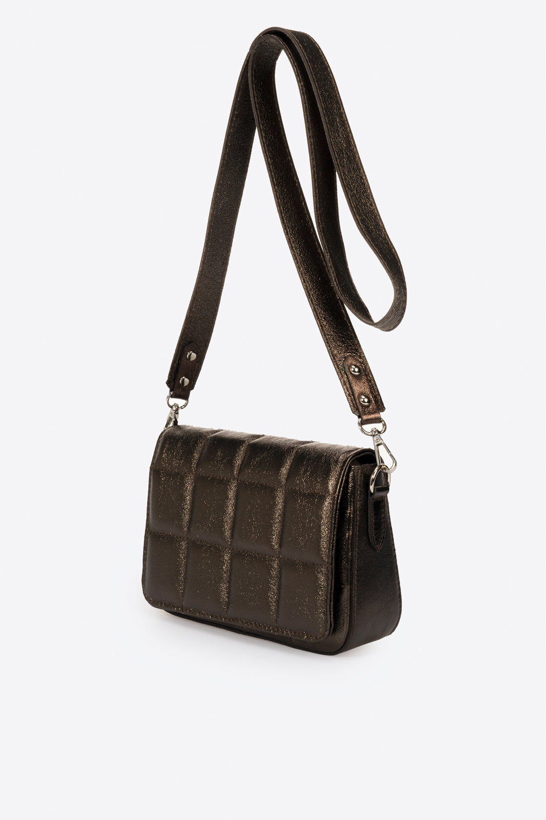 Solene Bronze Italian Leather Crossbody Bag