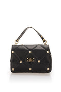 Lyra Black Italian Leather Quilted Top Handle Bag