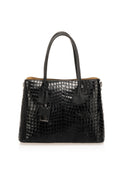 Alora Black Italian Leather Top Handle Tote Bag