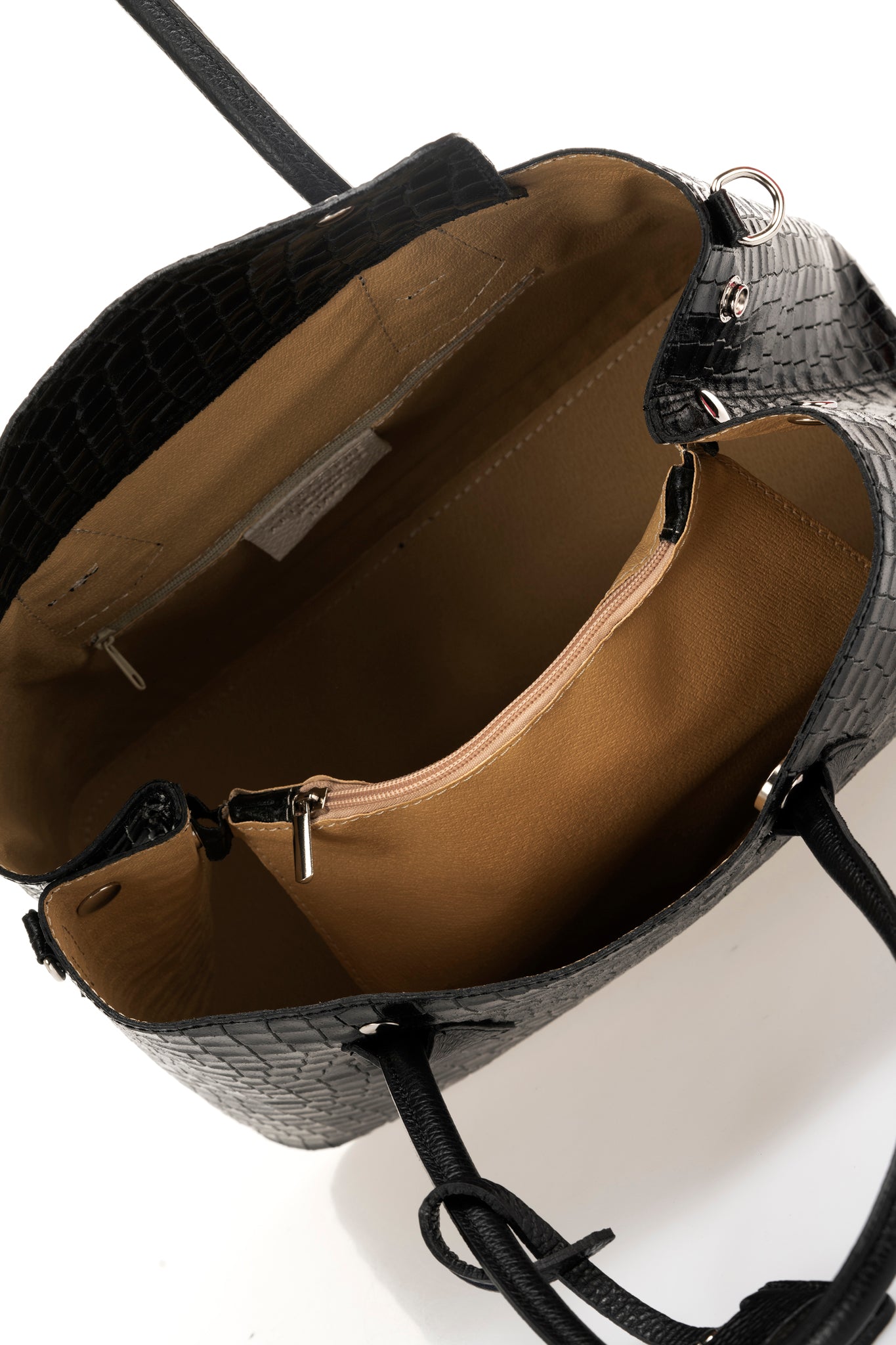 Alora Black Italian Leather Top Handle Tote Bag
