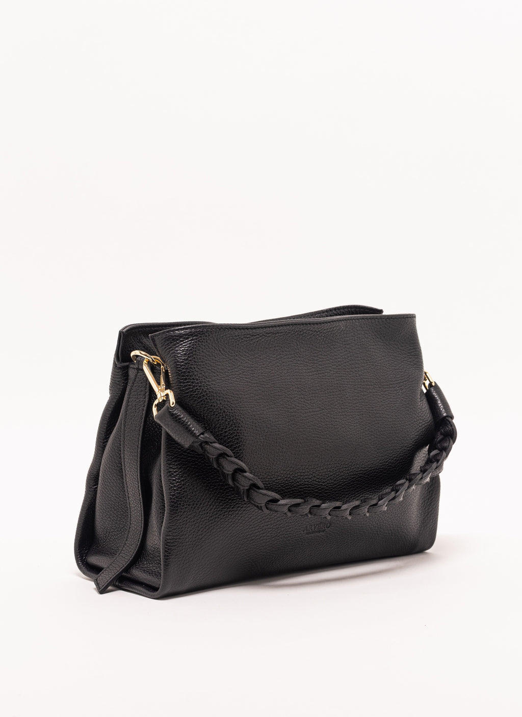 Intreccio Wholesale Braided-Handle Shoulder Black Bag
