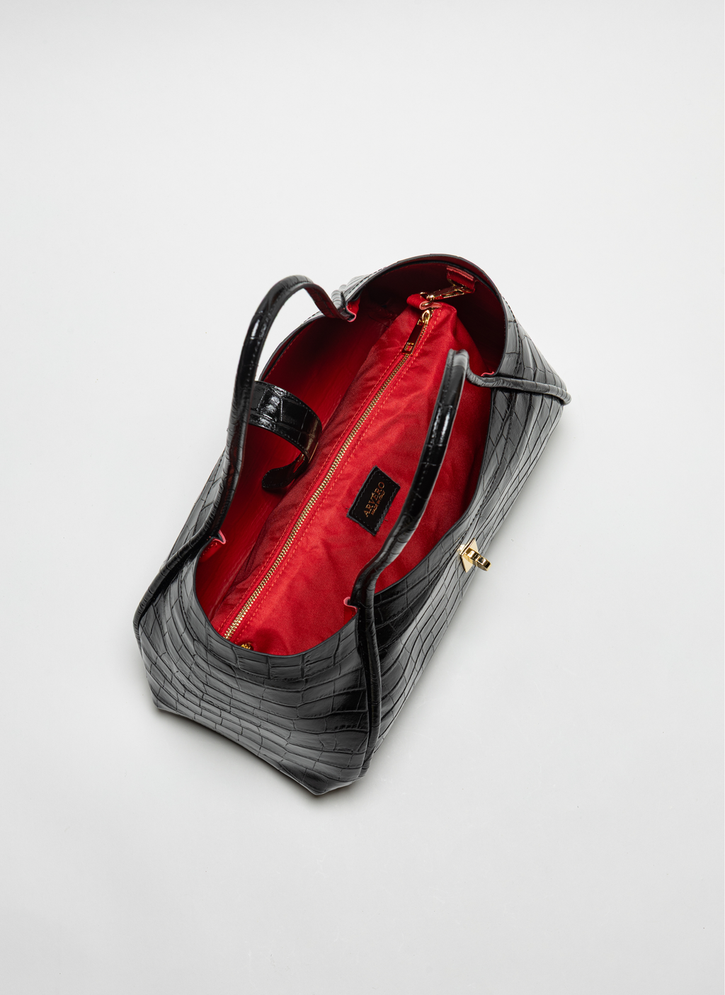 Milano Black Croc Lockstrap Tote