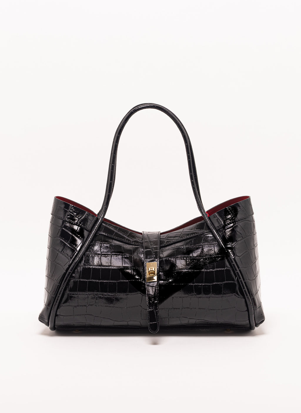Milano Black Croc Lockstrap Tote