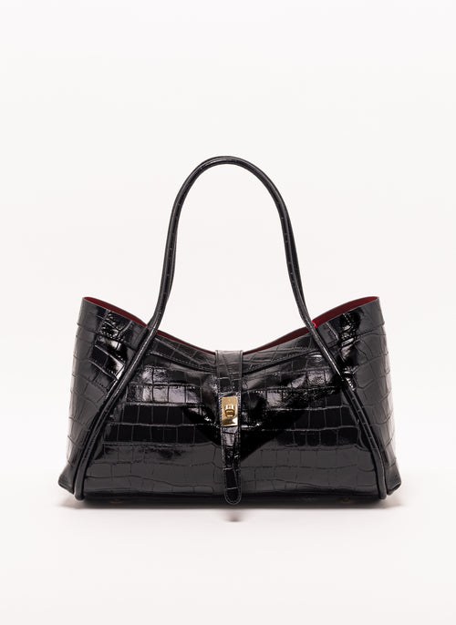 Milano Black Croc Lockstrap Tote