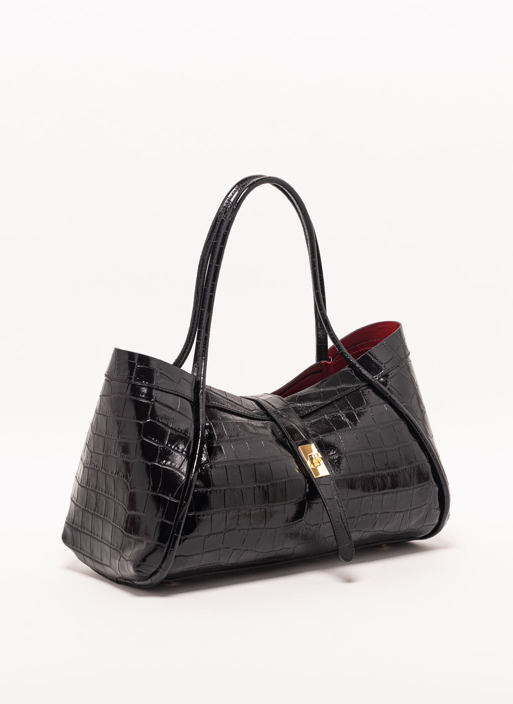 Milano Black Croc Lockstrap Tote