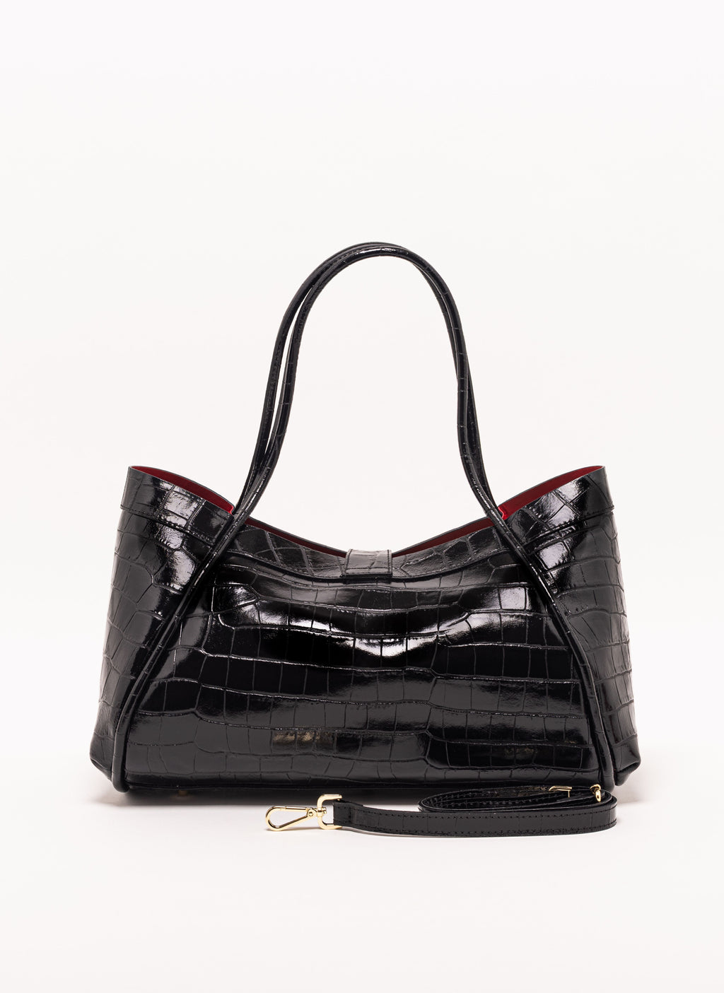 Milano Black Croc Lockstrap Tote