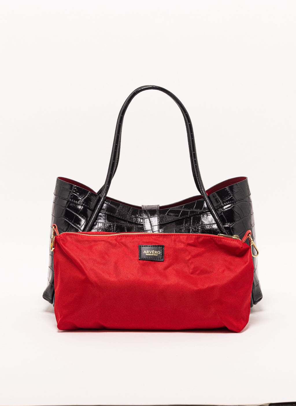 Milano Black Croc Lockstrap Tote