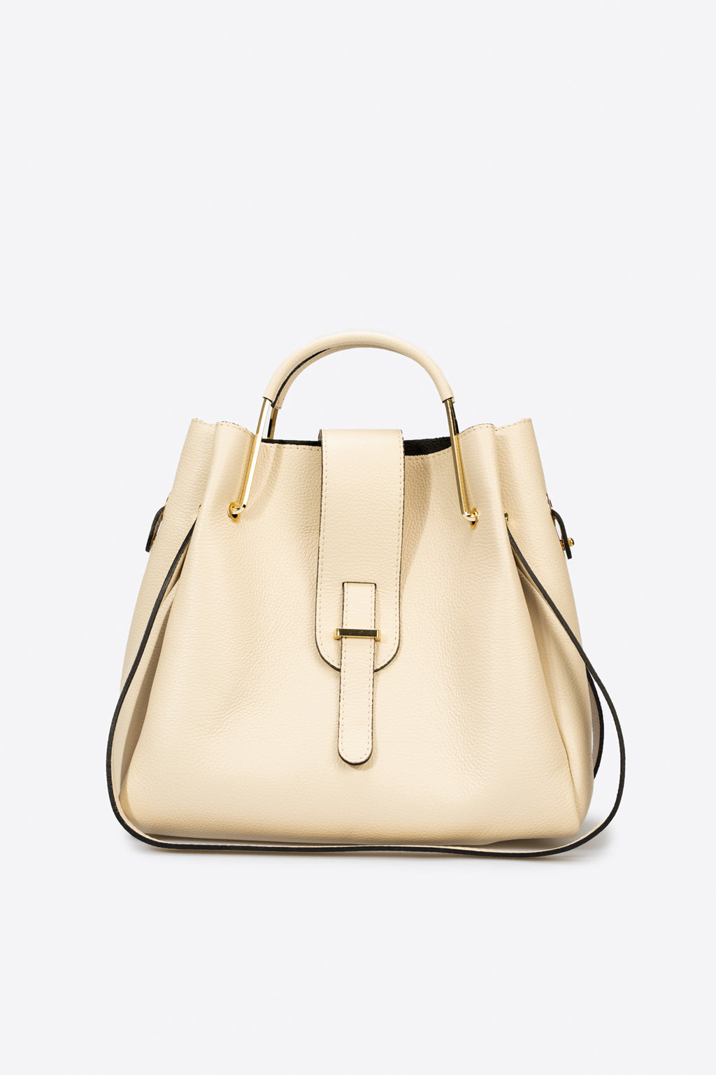 Viona Beige Italian Leather Top Handle Crossbody Bag