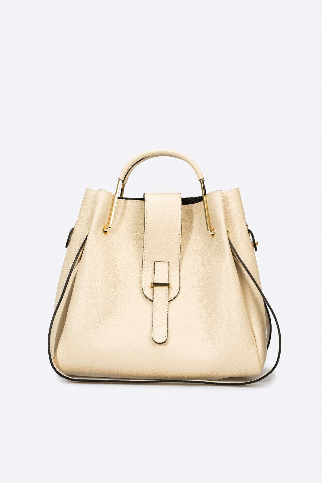 Viona Beige Italian Leather Top Handle Crossbody Bag
