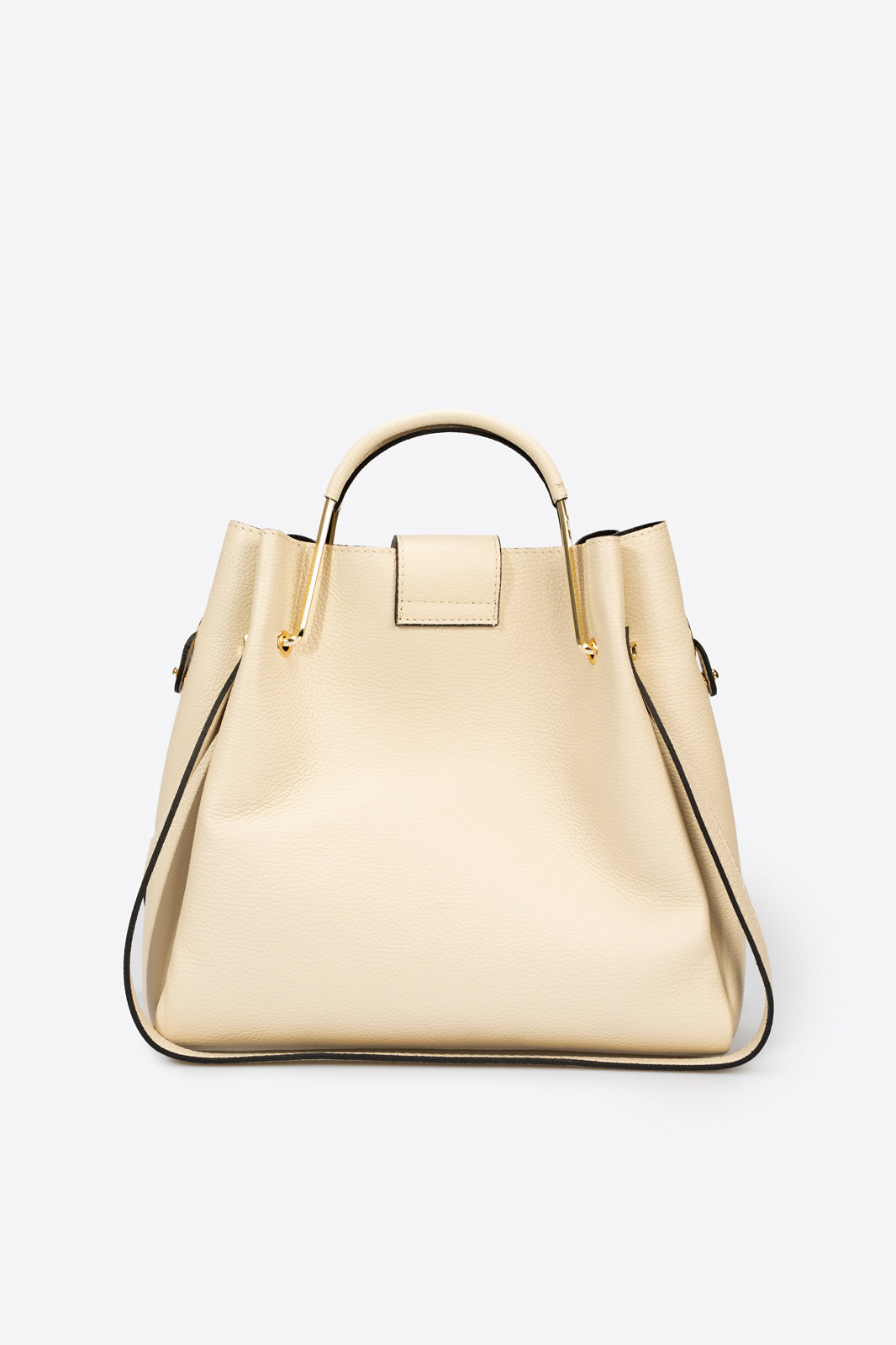 Viona Beige Italian Leather Top Handle Crossbody Bag