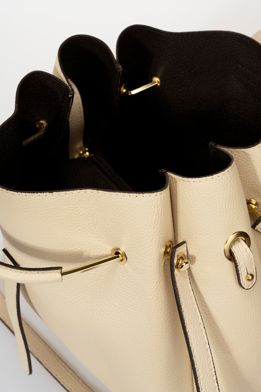 Viona Beige Italian Leather Top Handle Crossbody Bag