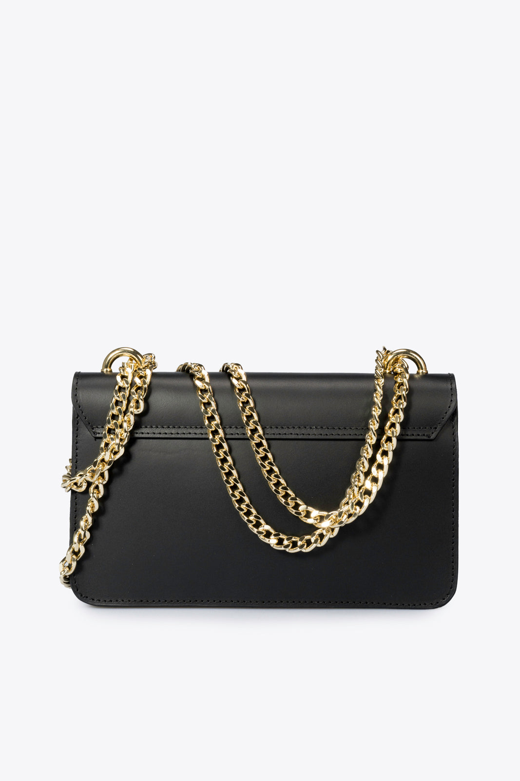 Mirelle Black Italian Leather Chain Crossbody Bag