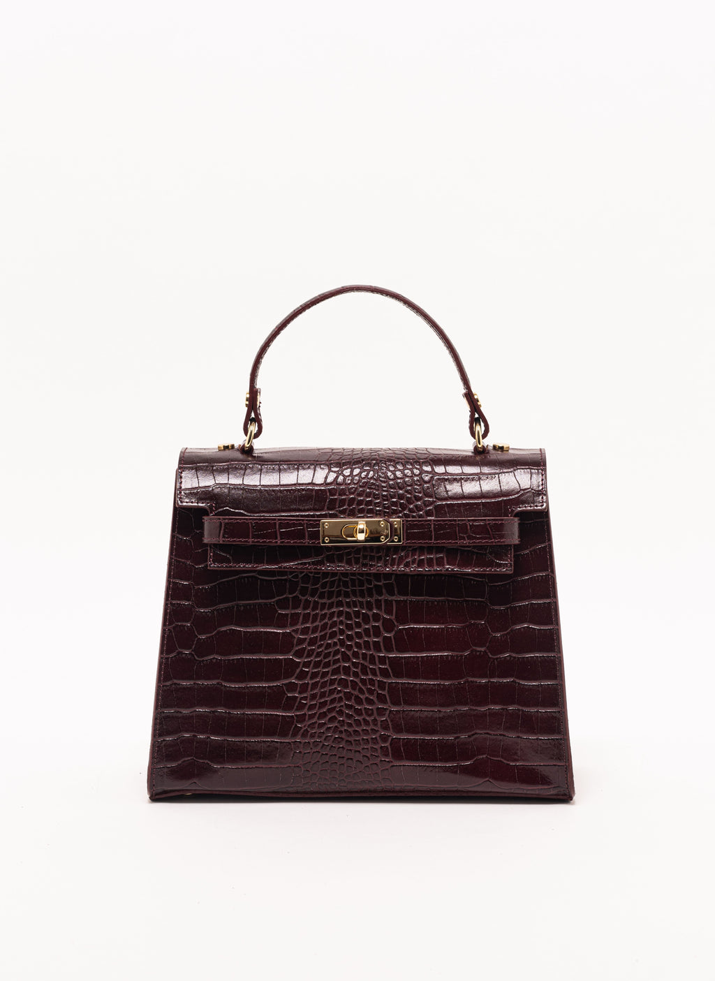 Vicenza Grande Top-Handle Satchel – Burgundy Croc-Embossed Leather