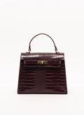 Vicenza Grande Top-Handle Satchel – Burgundy Croc-Embossed Leather