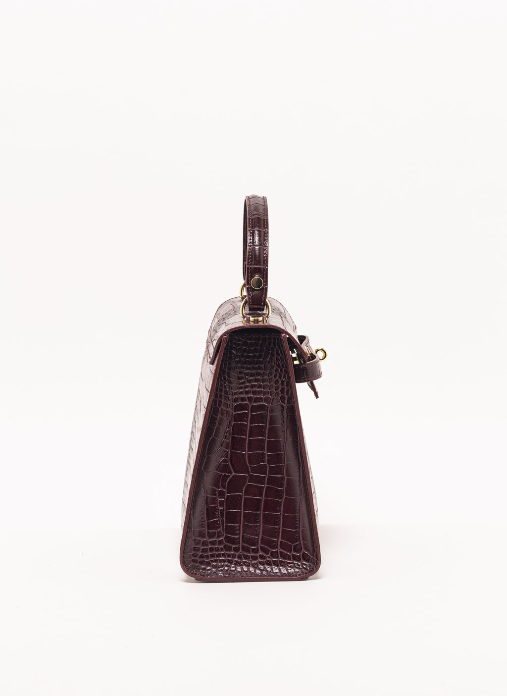 Vicenza Grande Top-Handle Satchel – Burgundy Croc-Embossed Leather