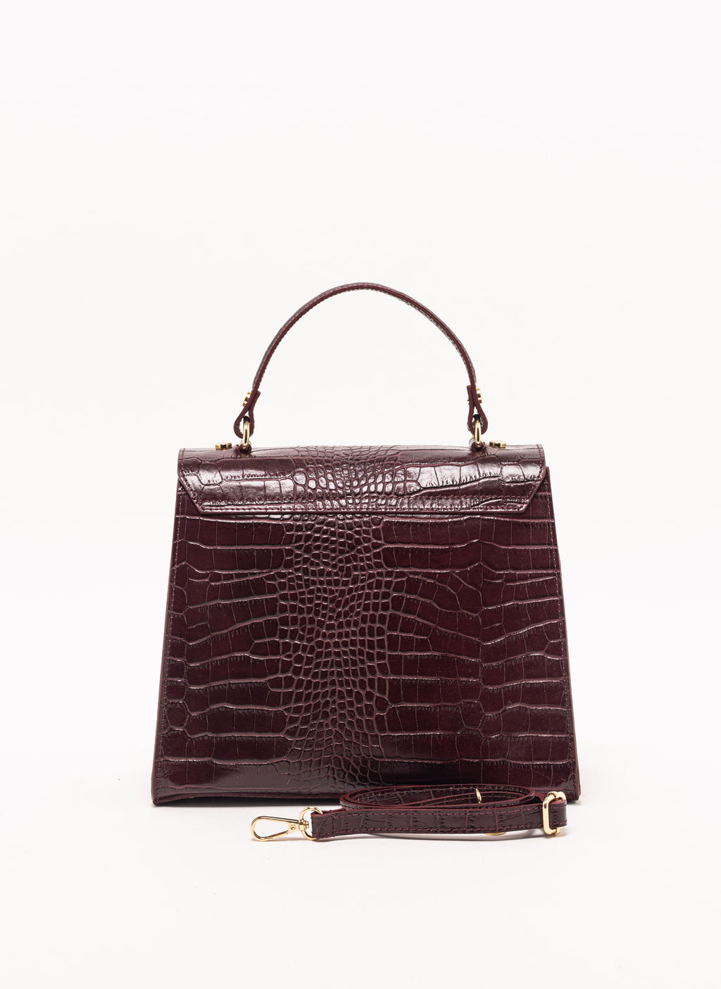 Vicenza Grande Top-Handle Satchel – Burgundy Croc-Embossed Leather