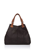 Zaria Black Embossed Suede Leather Shoulder Bag