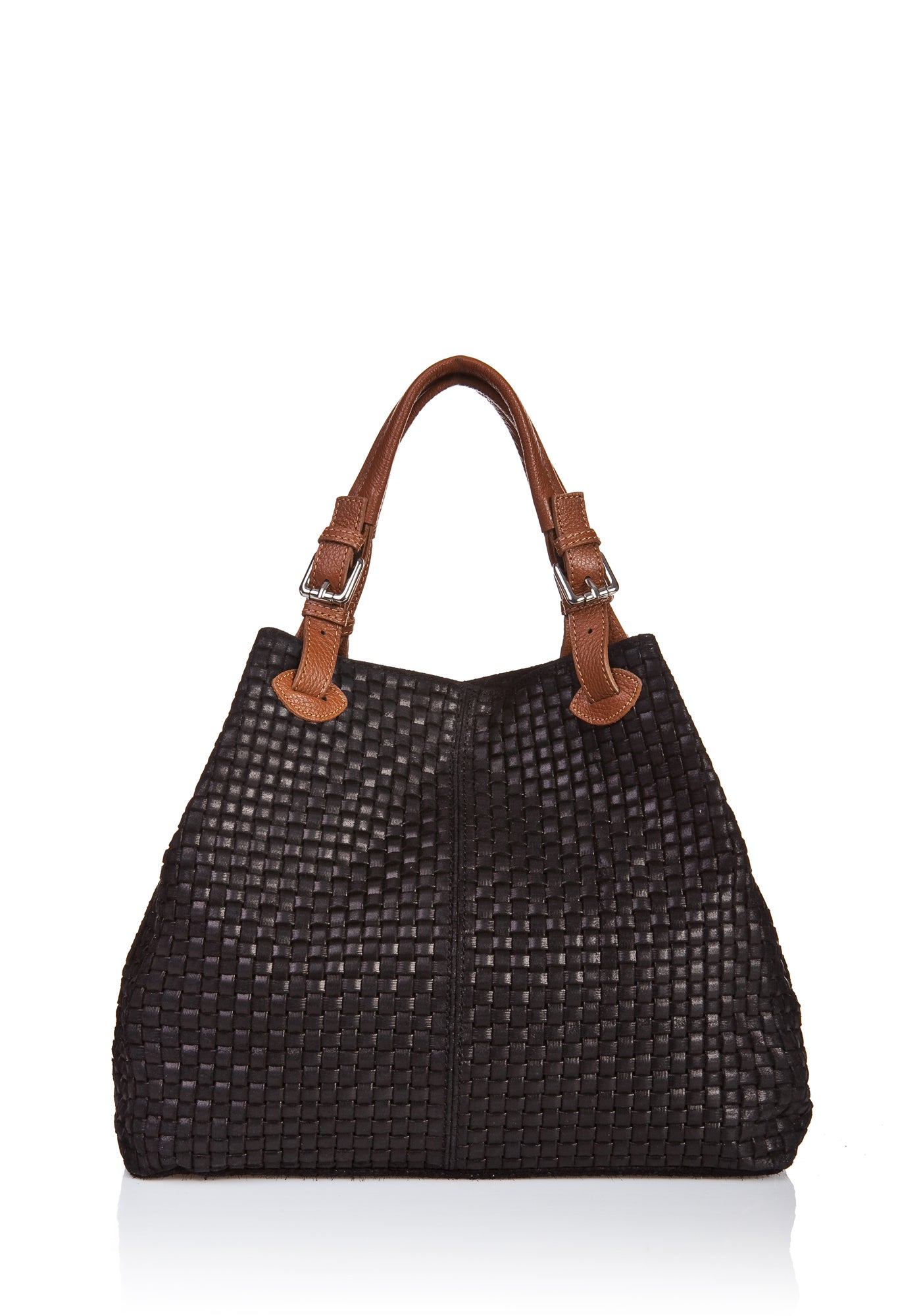 Zaria Black Embossed Suede Leather Shoulder Bag